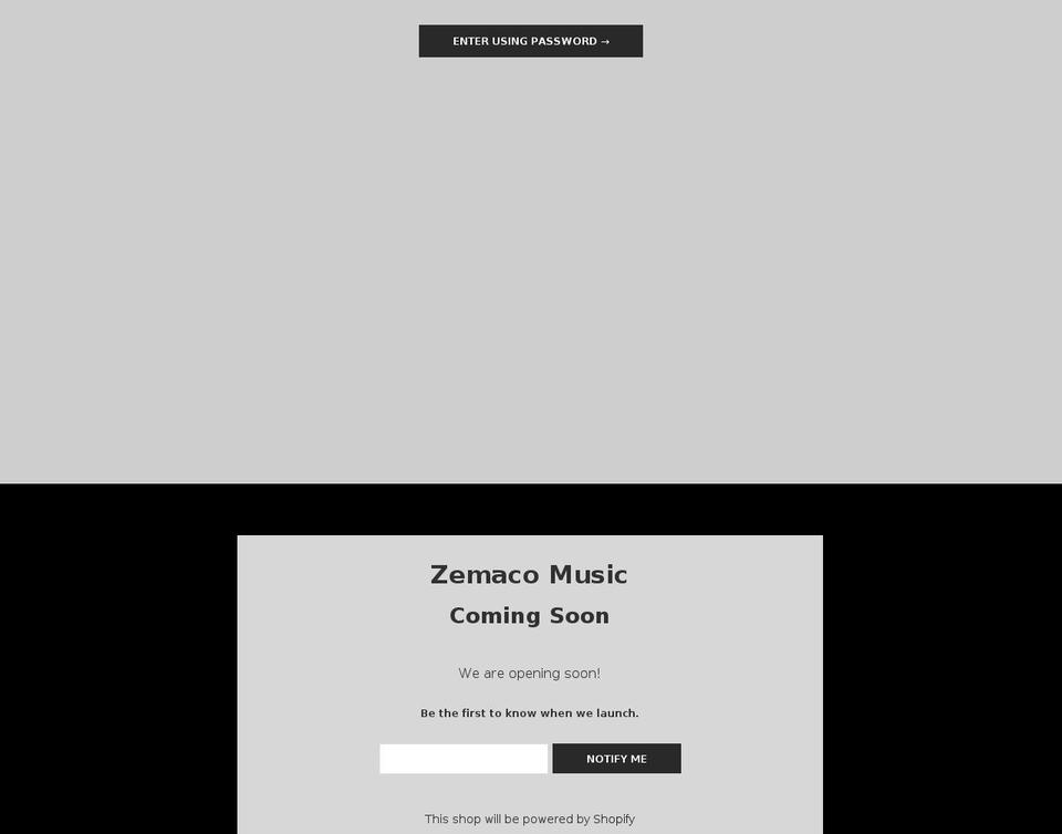 Loft Shopify theme site example zemacomusic.com