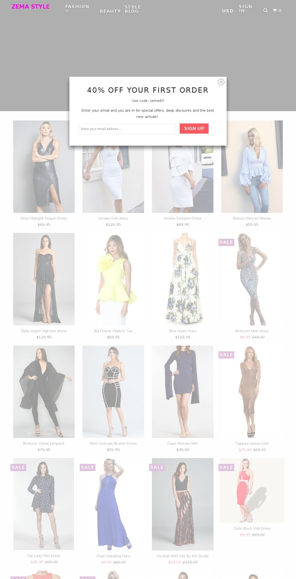 zemastyle.com shopify website screenshot