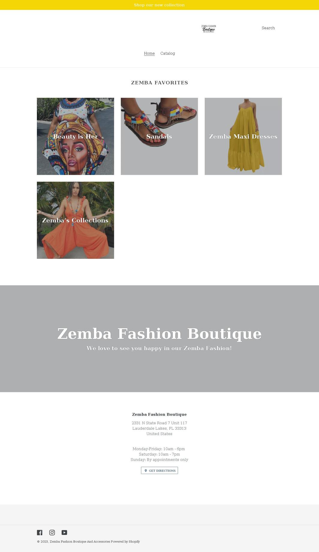 zembafashionboutique.com shopify website screenshot