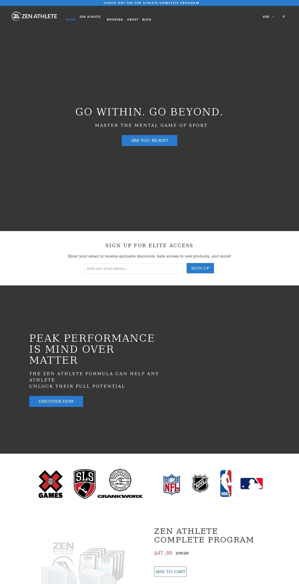 zen-athlete.myshopify.com — Shopify storefront screenshot