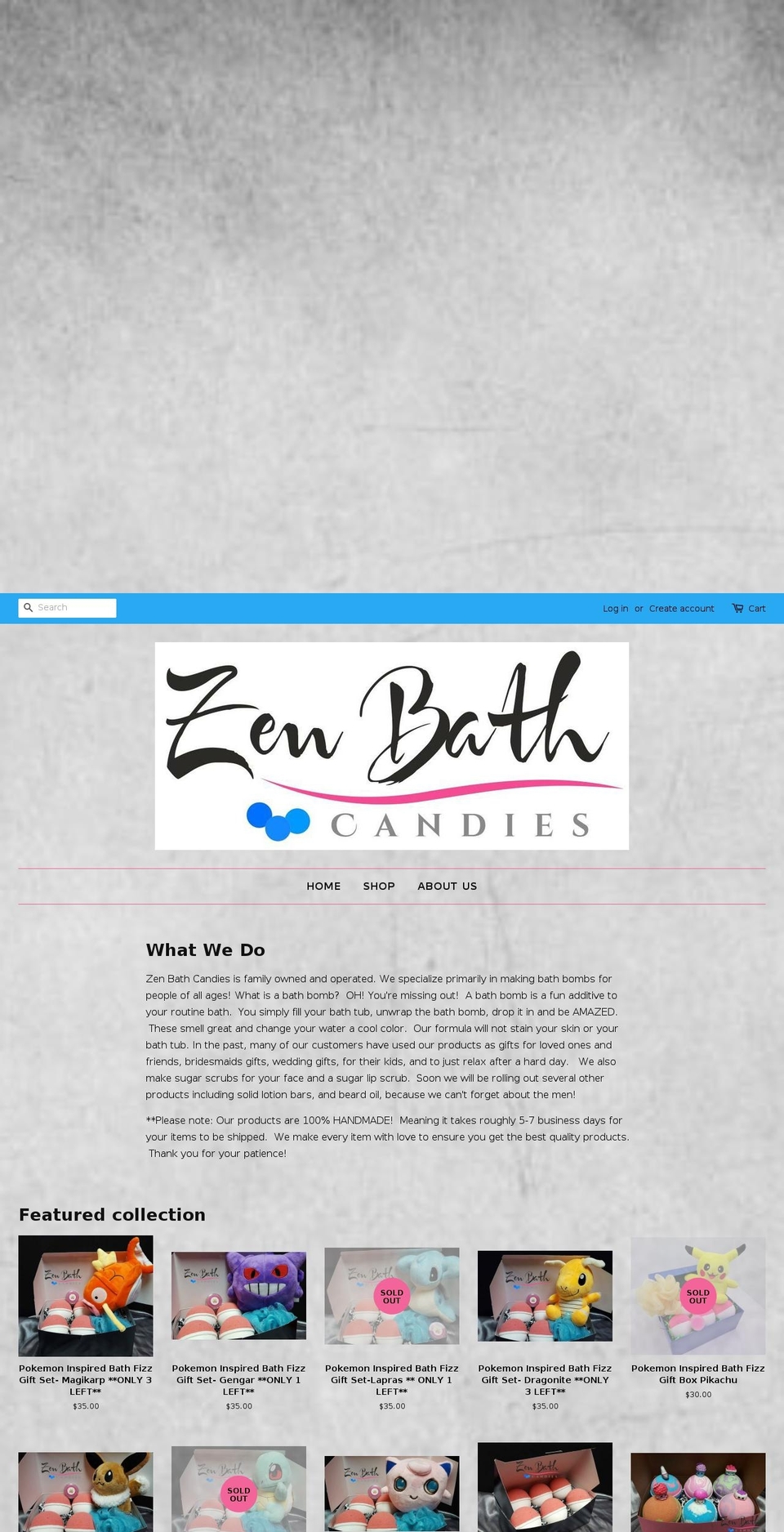 zenbathcandies.com shopify website screenshot