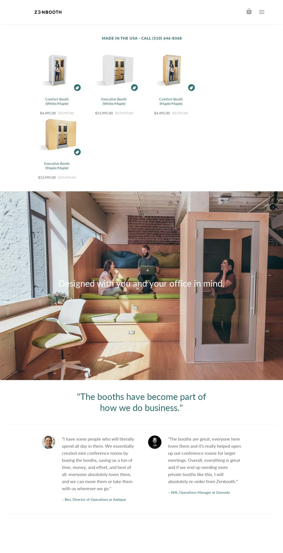 zenbooth.net shopify website screenshot