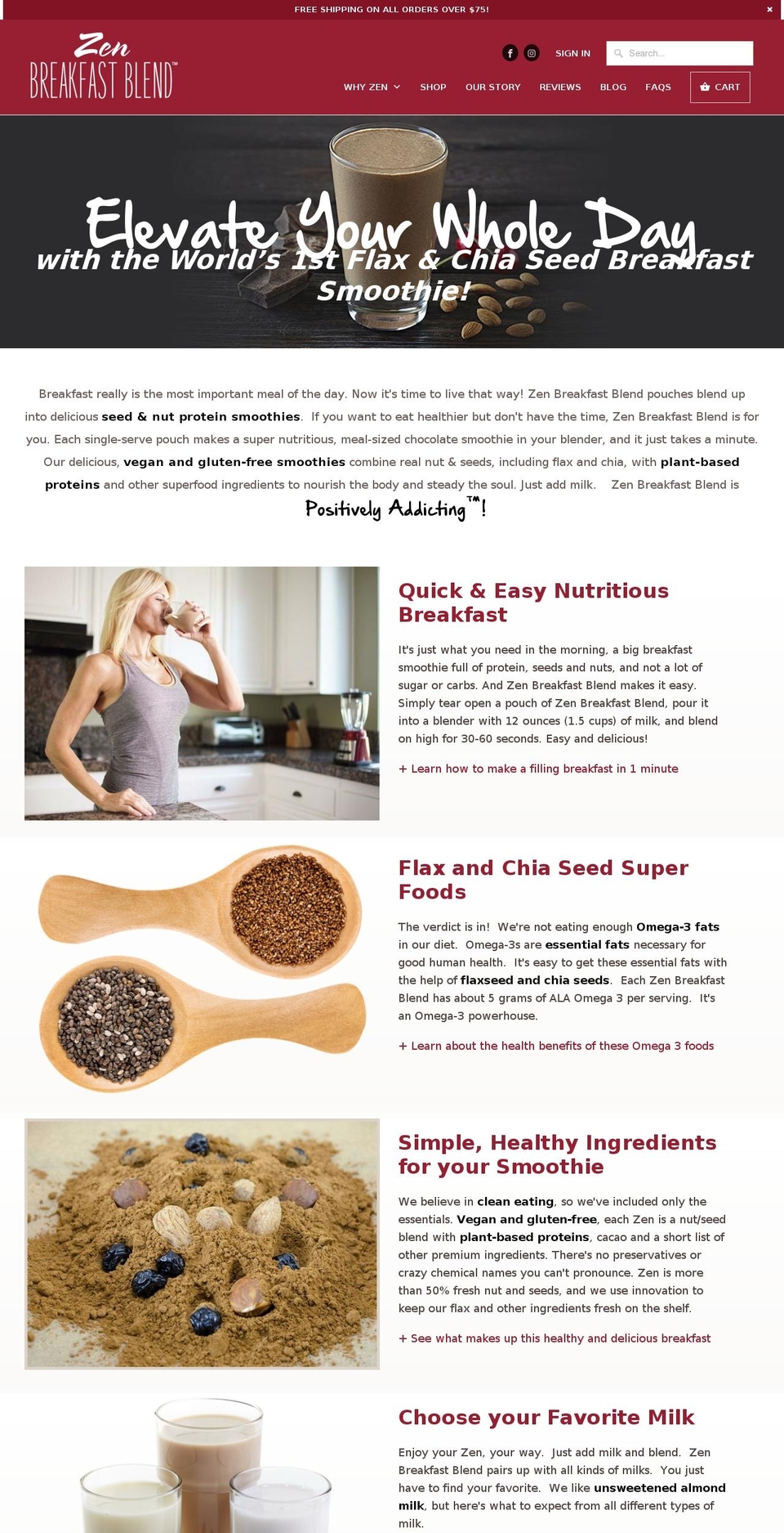 zenbreakfastblend.com — Shopify storefront screenshot