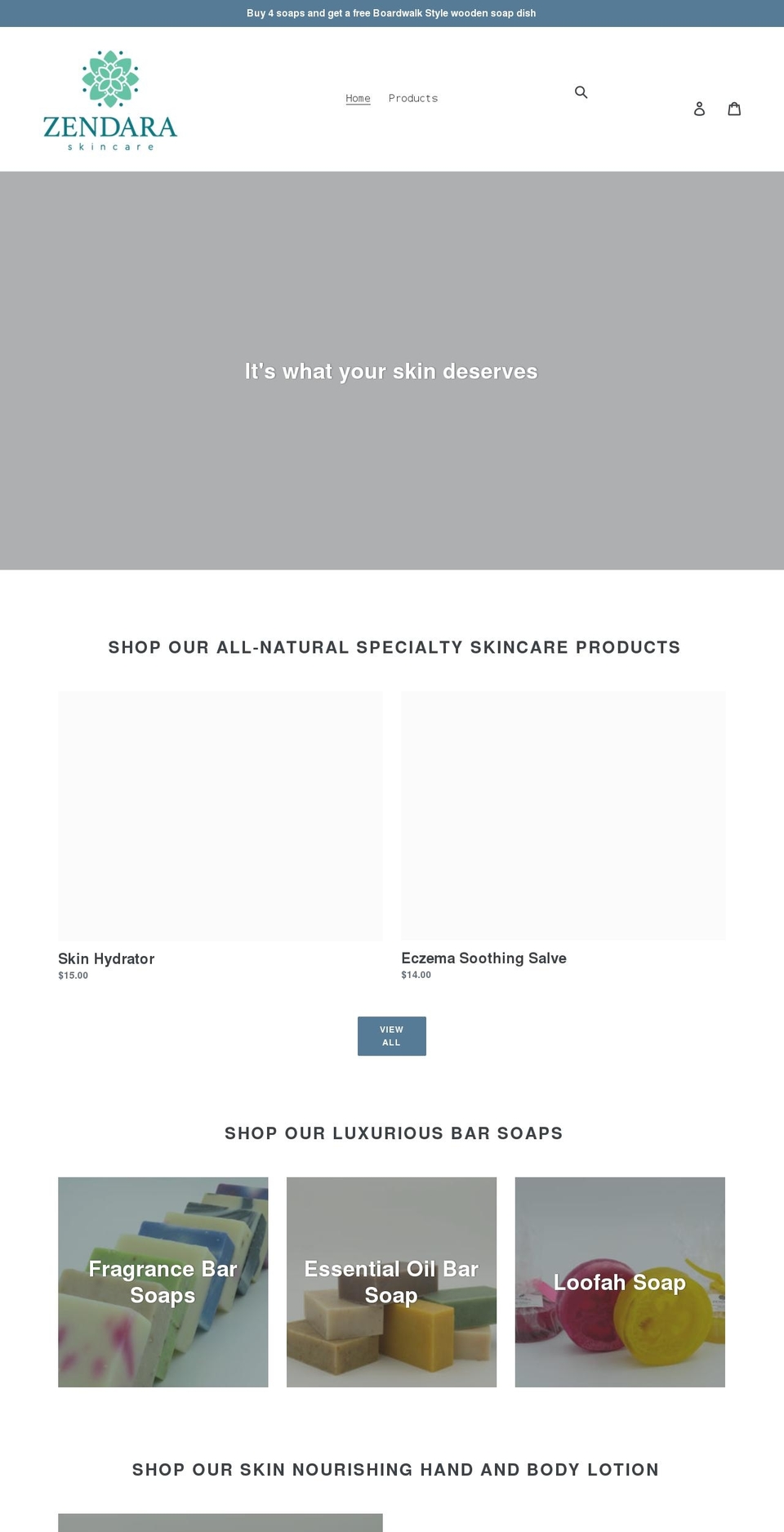 zendaraskincare.com shopify website screenshot