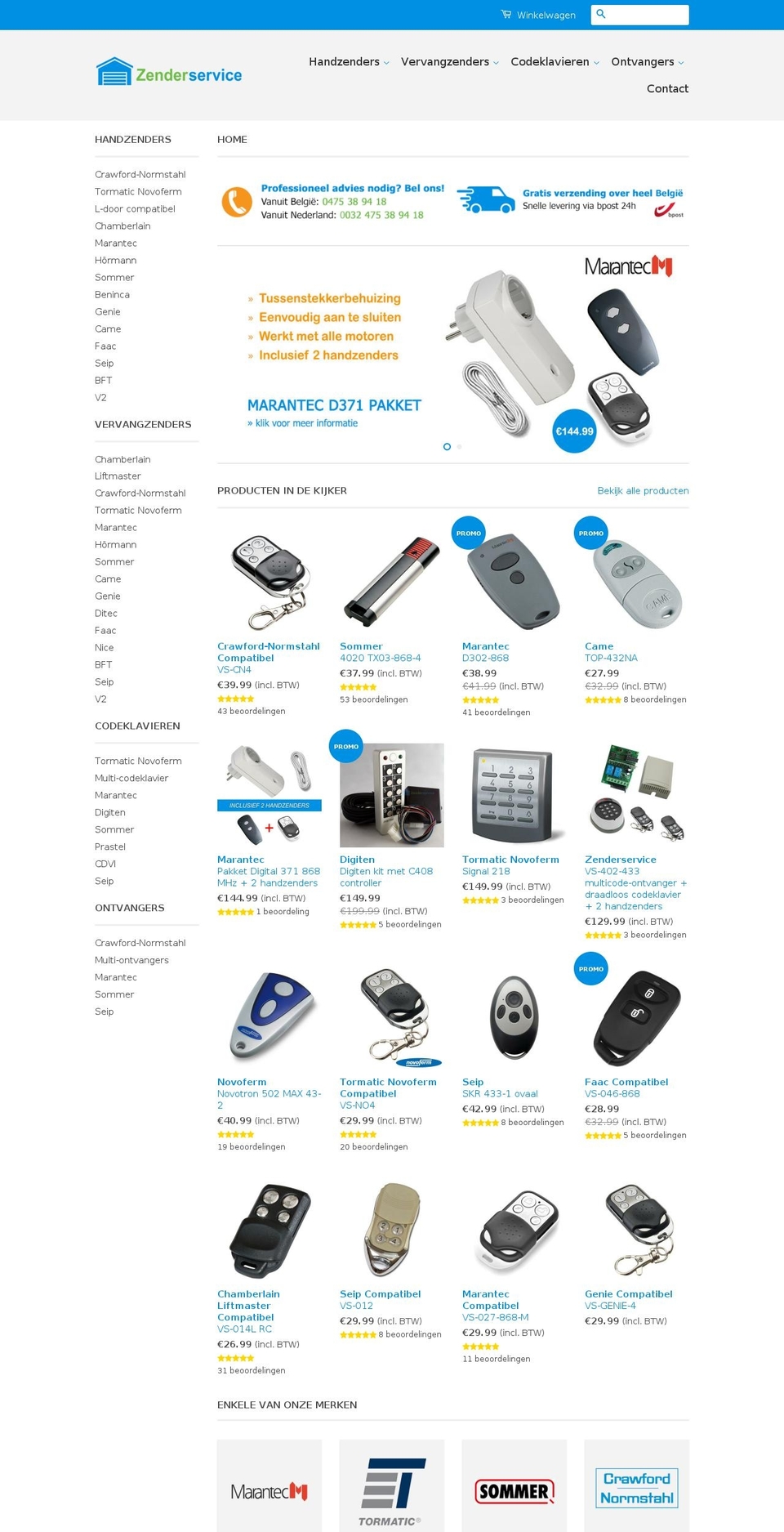 zenderservice.be shopify website screenshot