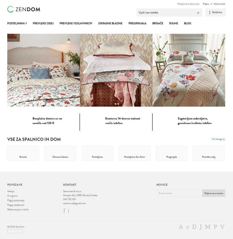 zendom.si shopify website screenshot