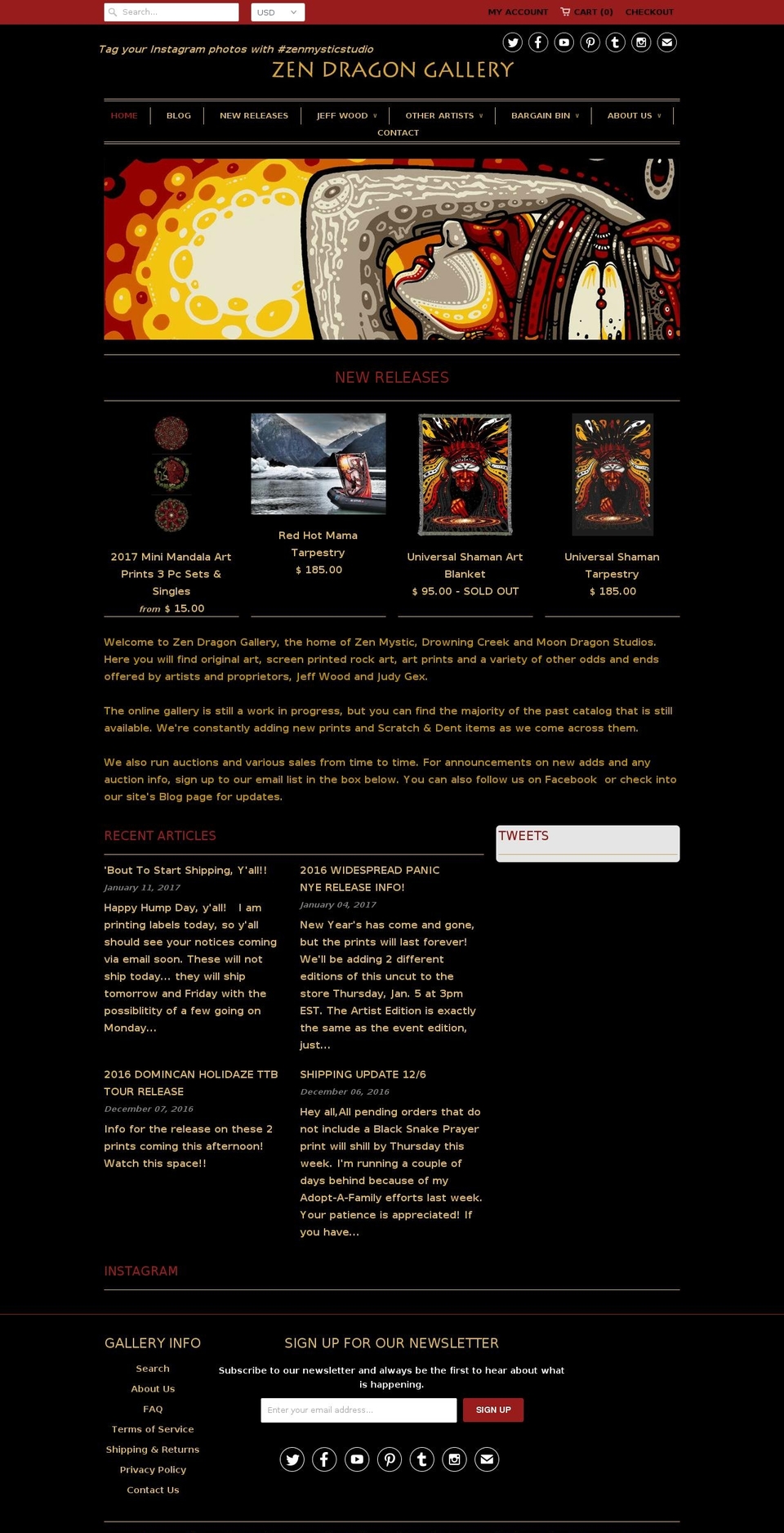 zendragongallery.com shopify website screenshot