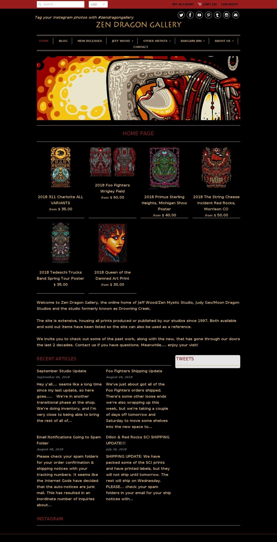 zendragongallery.net shopify website screenshot