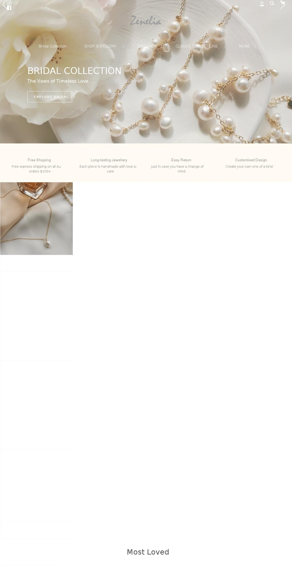 zeneliajewel.com shopify website screenshot