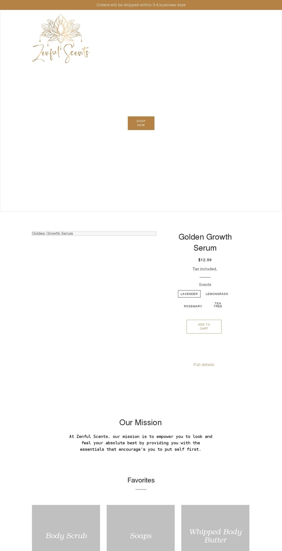 zenfulscents.net shopify website screenshot