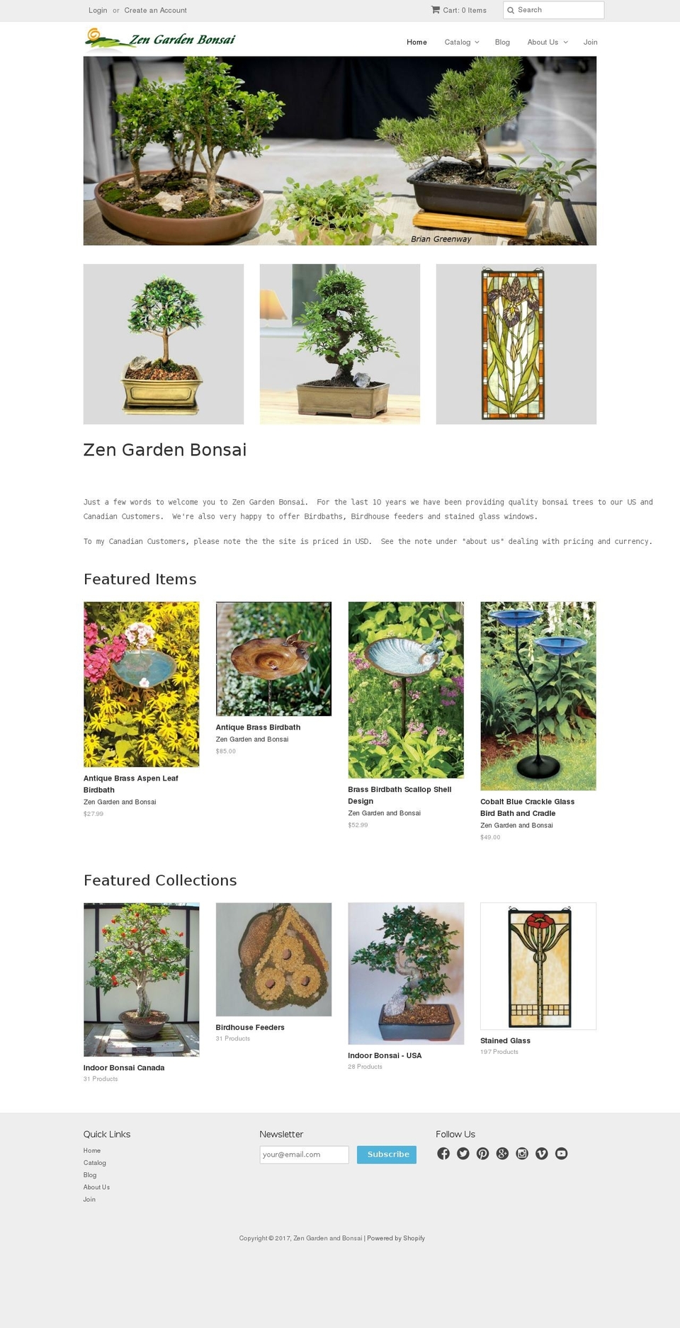 zengardenbonsai.com shopify website screenshot