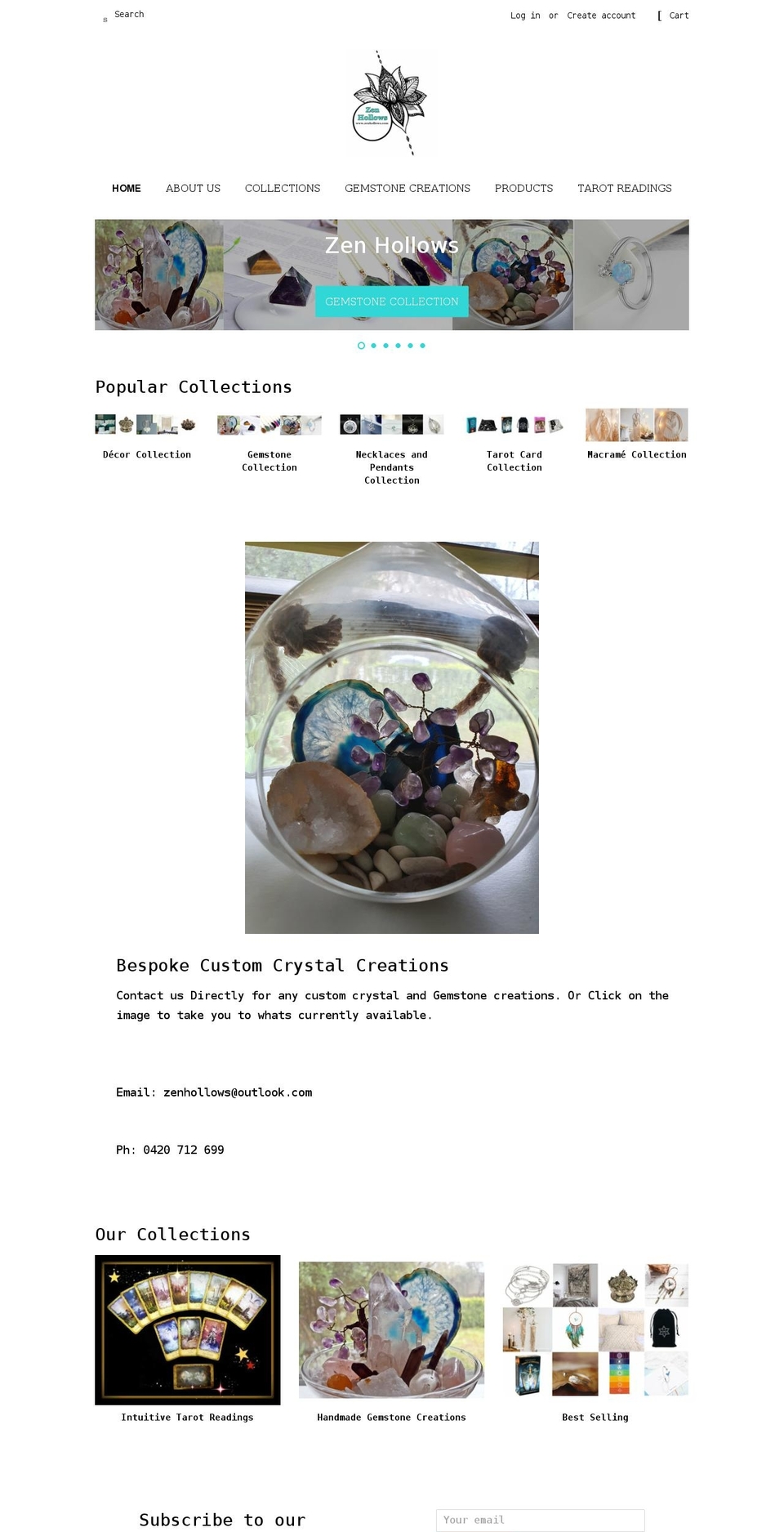 zenhollows.com shopify website screenshot