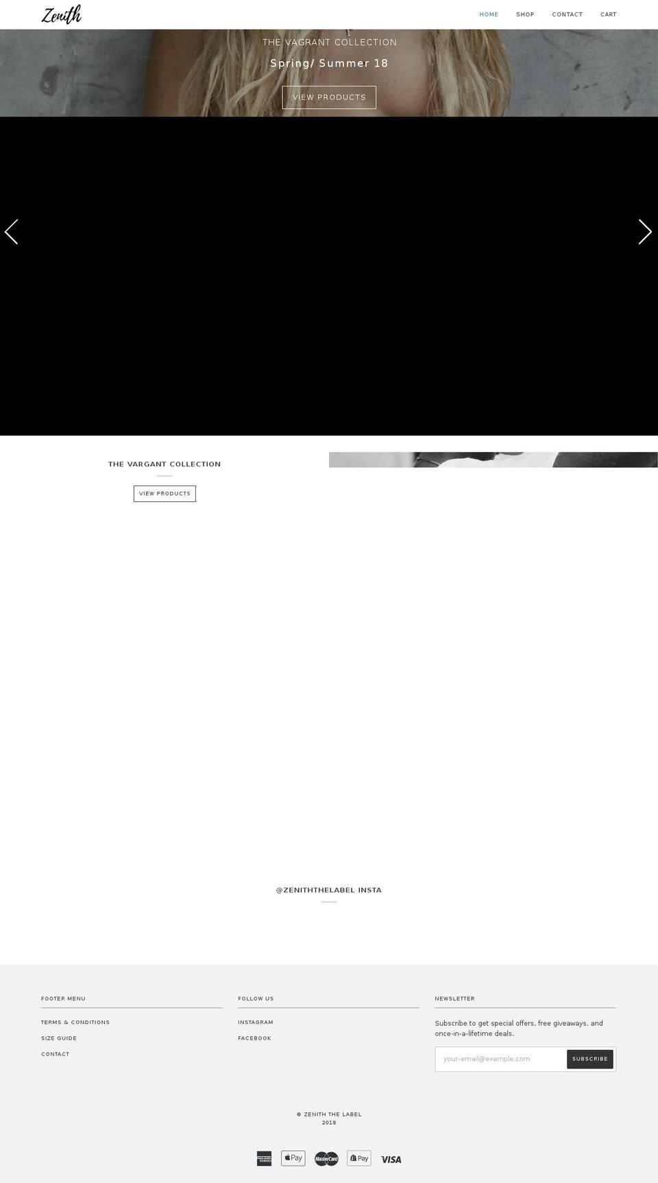 zeniththelabel.com shopify website screenshot