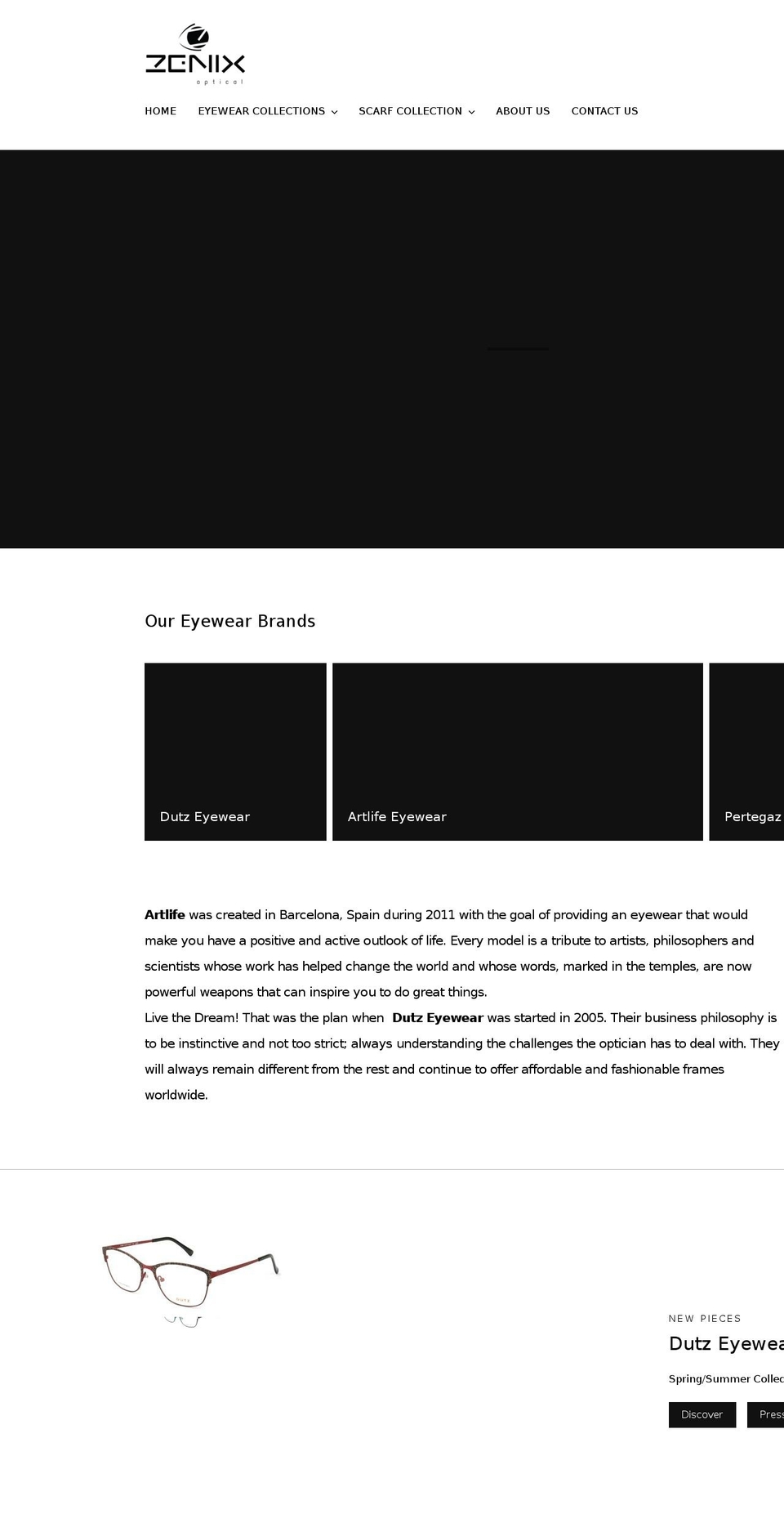 zenixoptical.com — Shopify storefront screenshot