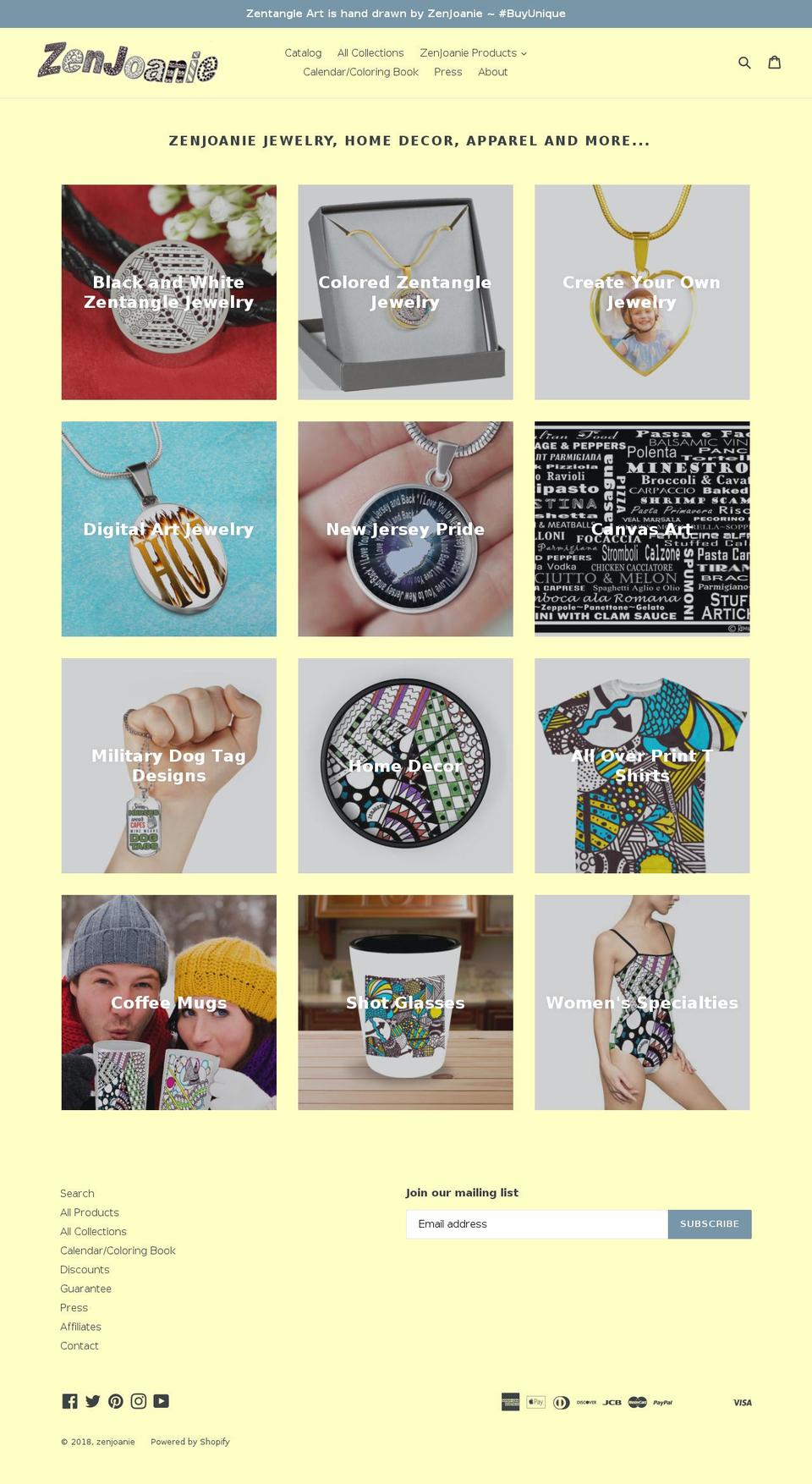 zenjoanie.com — Shopify storefront screenshot