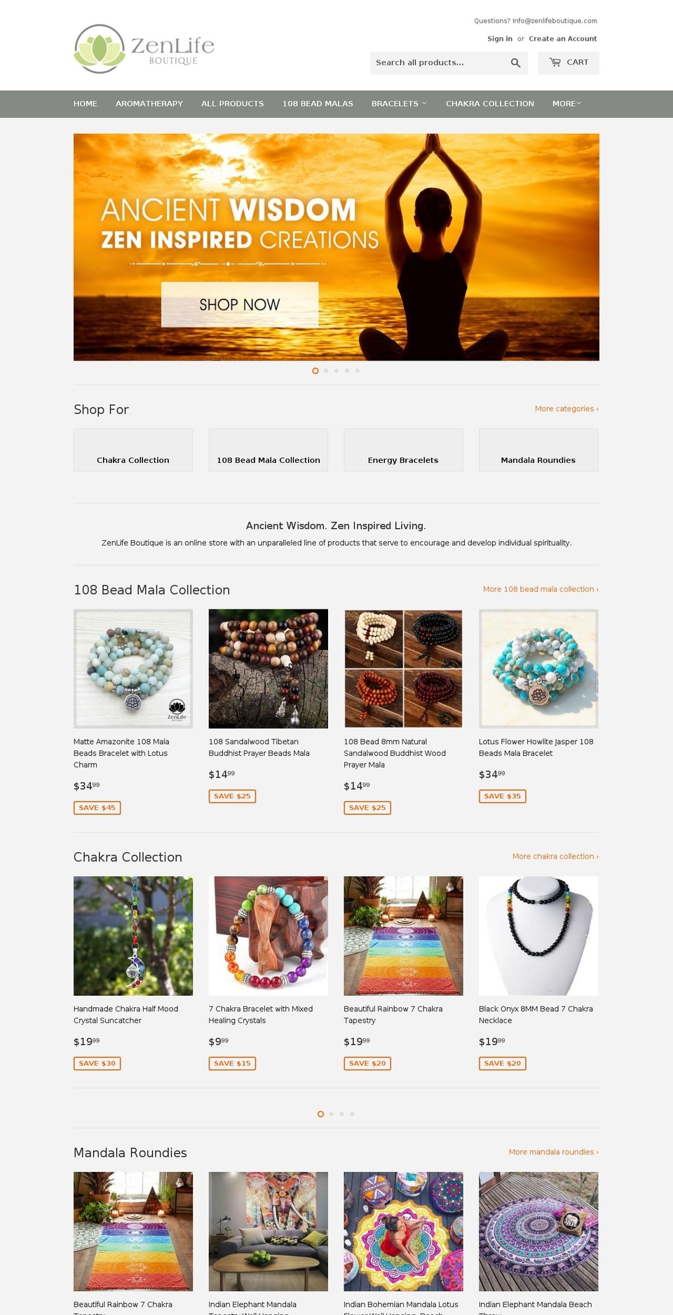 zenlifeboutique.com shopify website screenshot