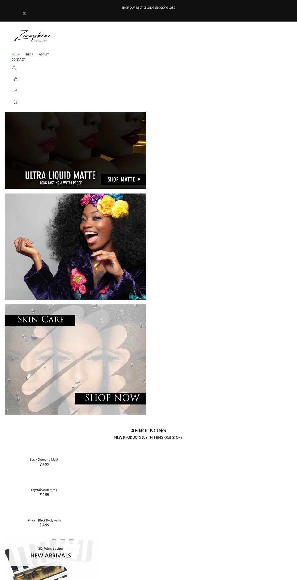zenophiabeauty.com shopify website screenshot