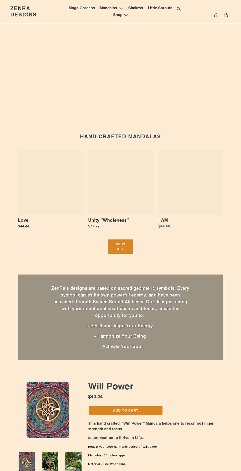 zenradesigns.com shopify website screenshot