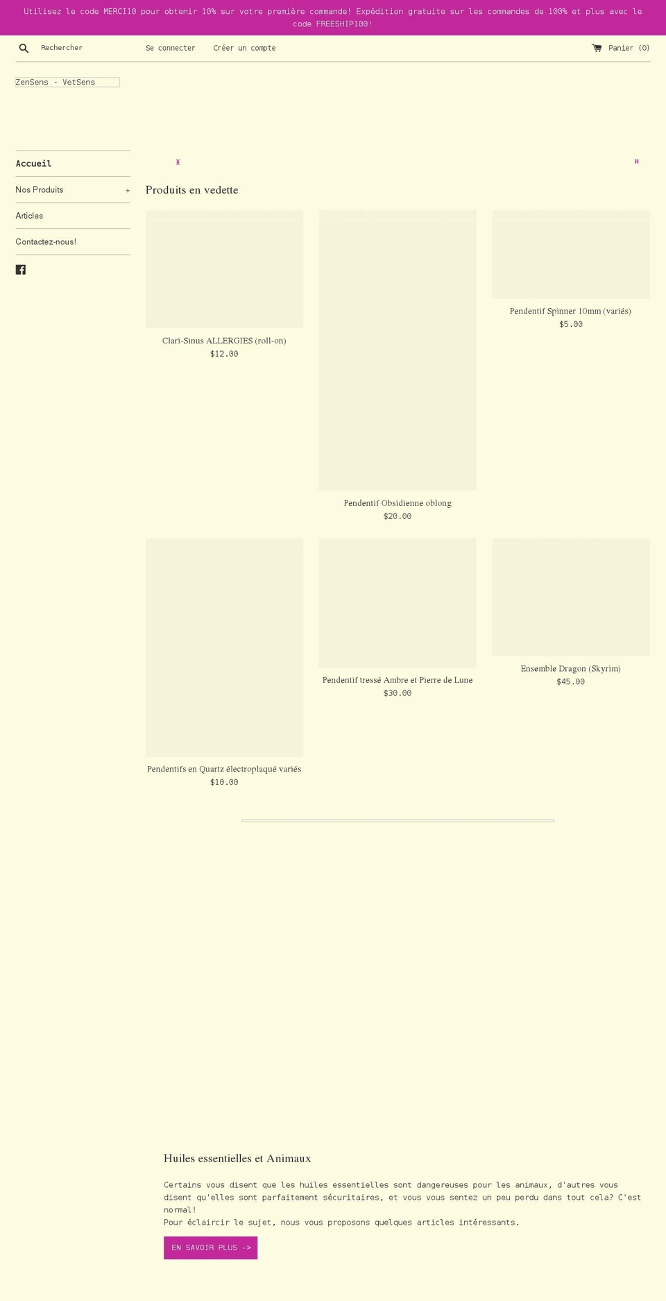 zensens.ca shopify website screenshot