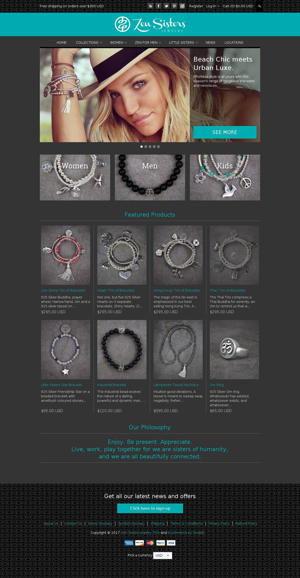 zensisters.com shopify website screenshot