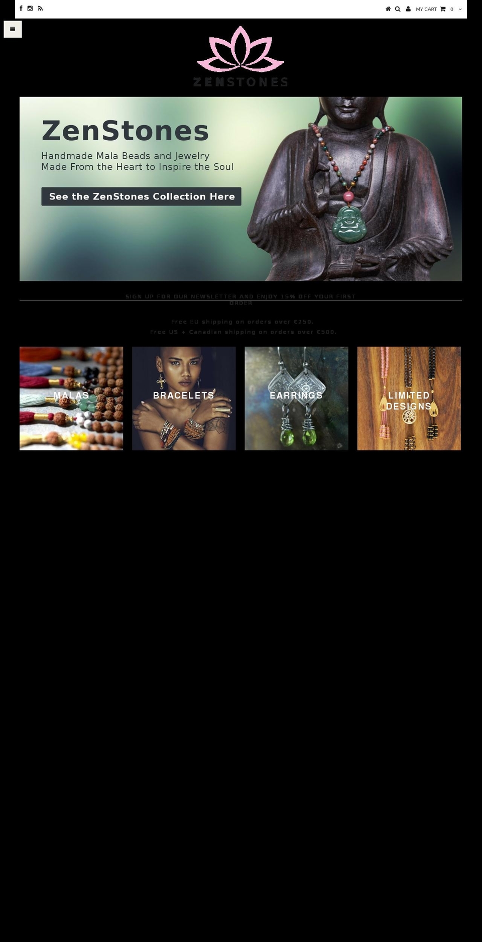 zenstones.com shopify website screenshot