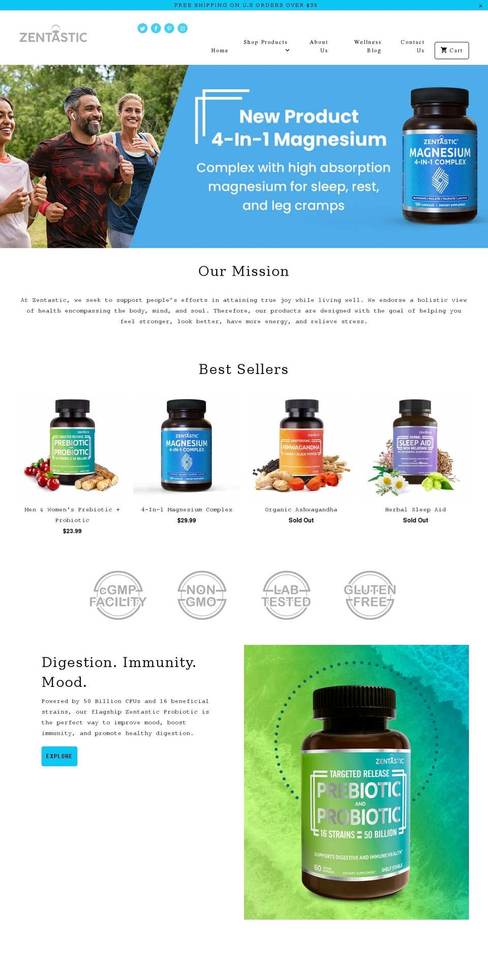 zentastichealth.com shopify website screenshot