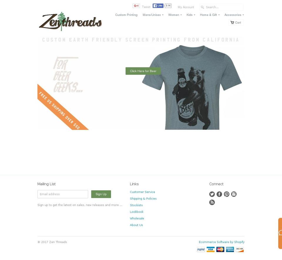 zenthreads.net shopify website screenshot