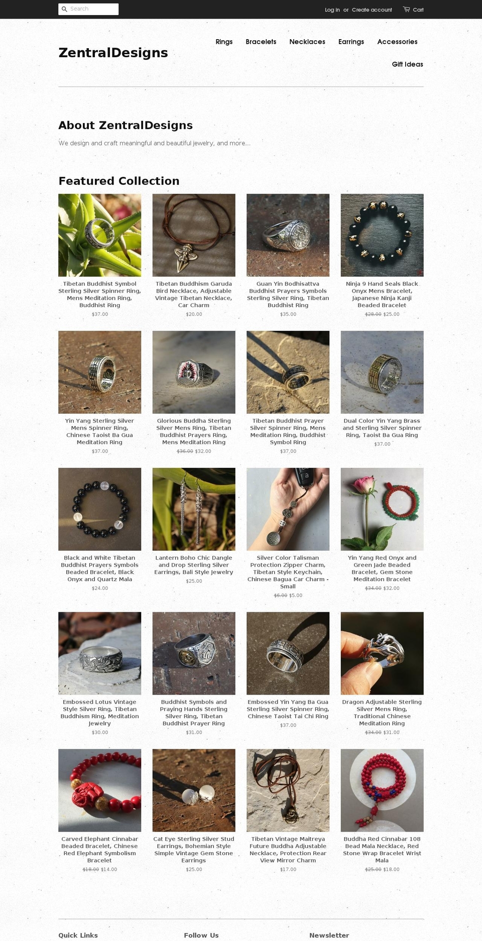 zentraldesigns.com — Shopify storefront screenshot