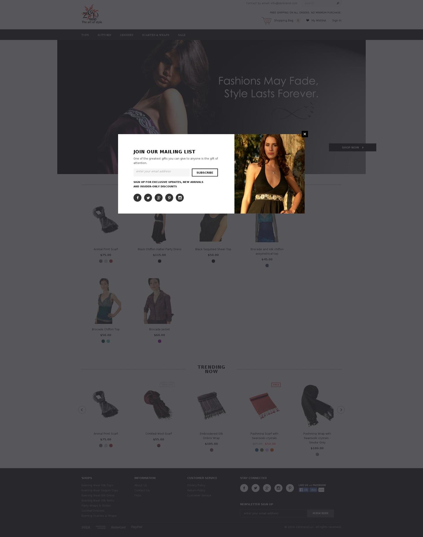zentrend.com shopify website screenshot