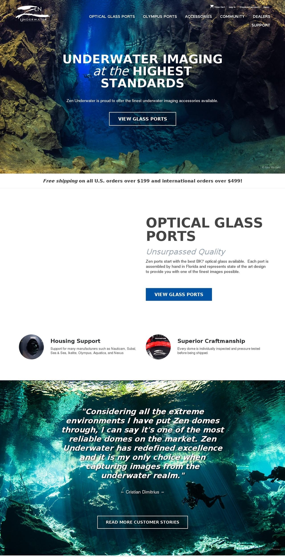 zenunderwater.com shopify website screenshot