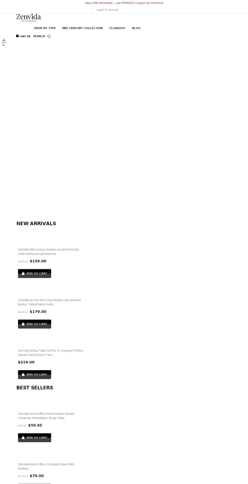 zenvidahome.com shopify website screenshot