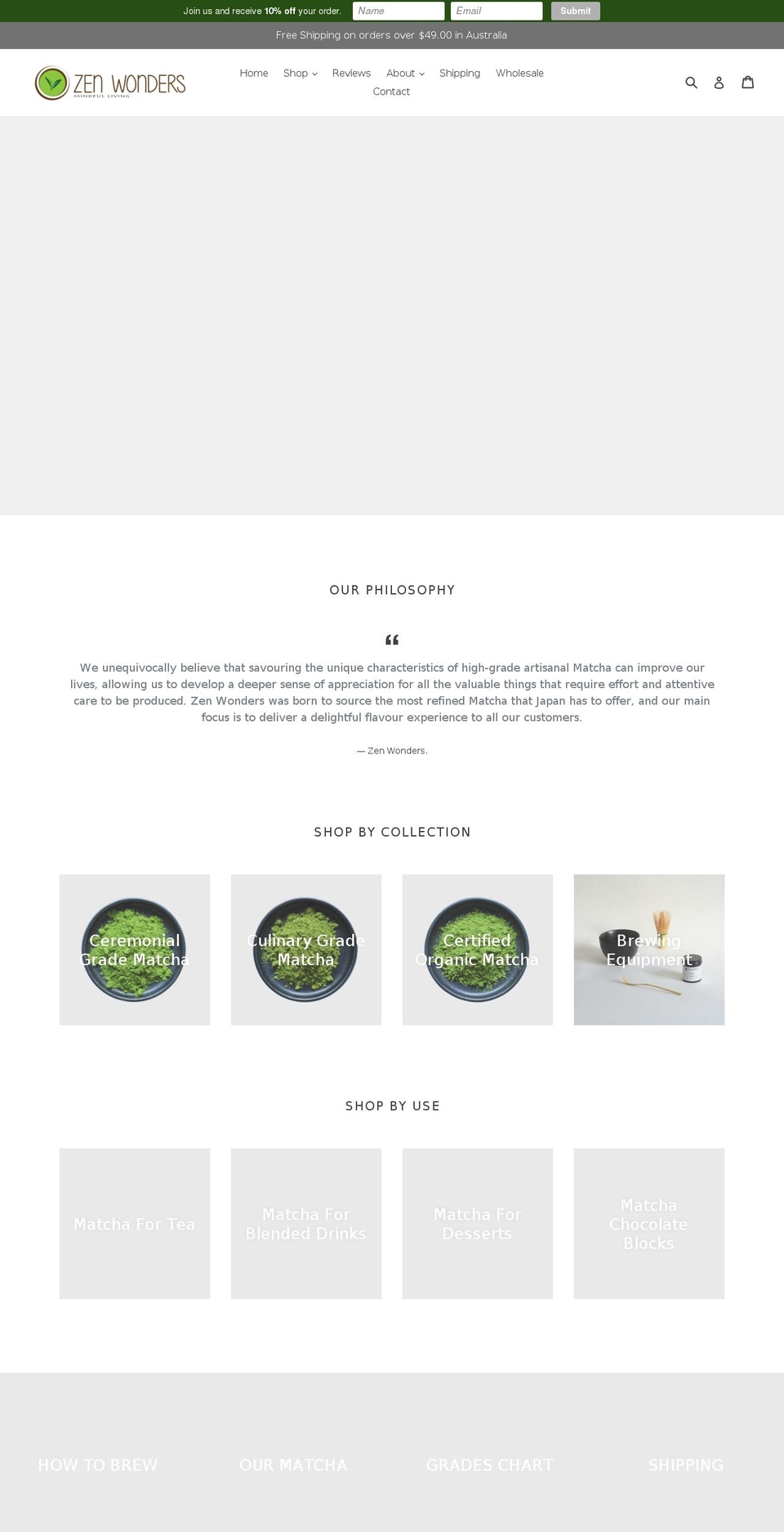 zenwondersmatcha.com.au shopify website screenshot