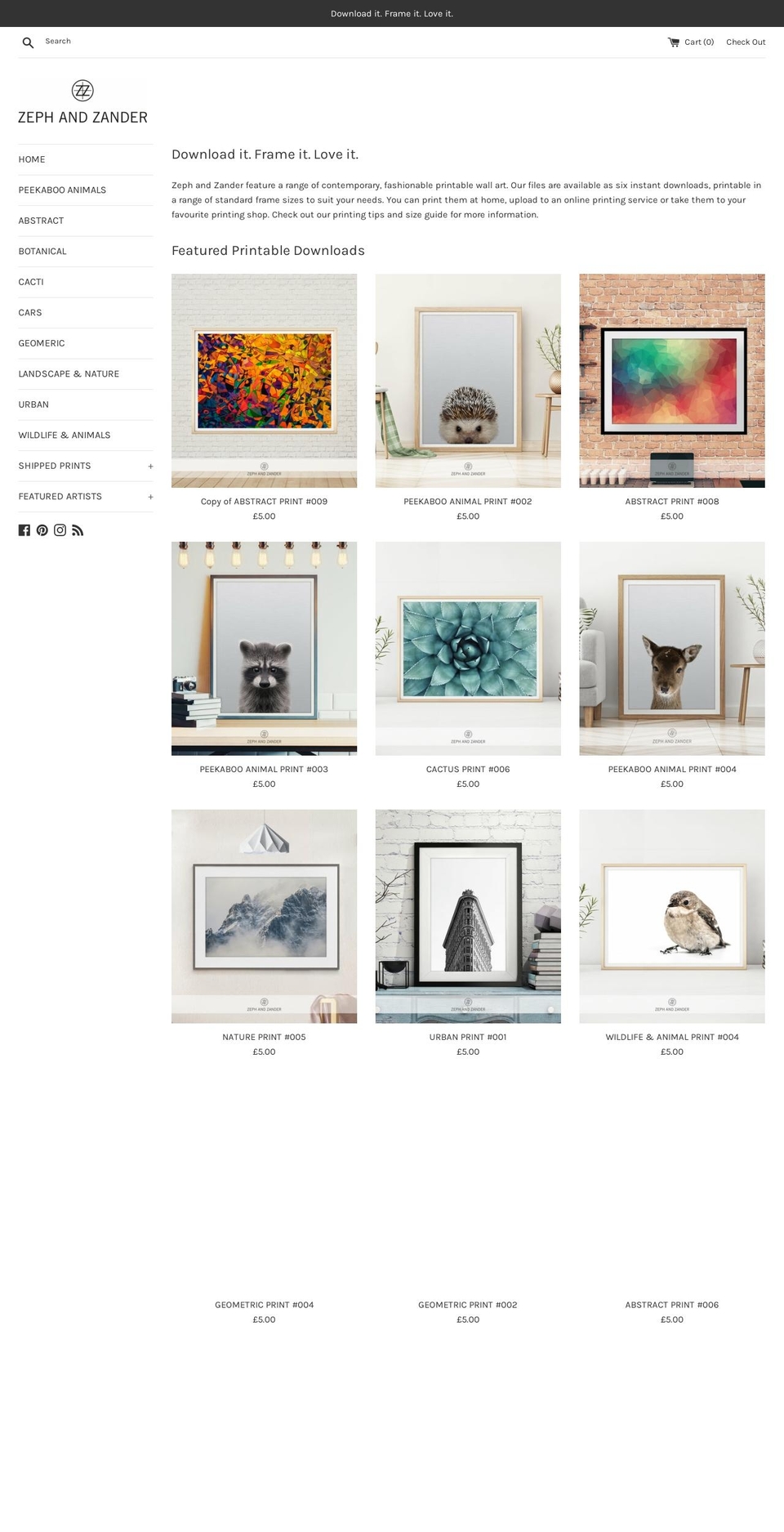 zephandzander.com — Shopify storefront screenshot