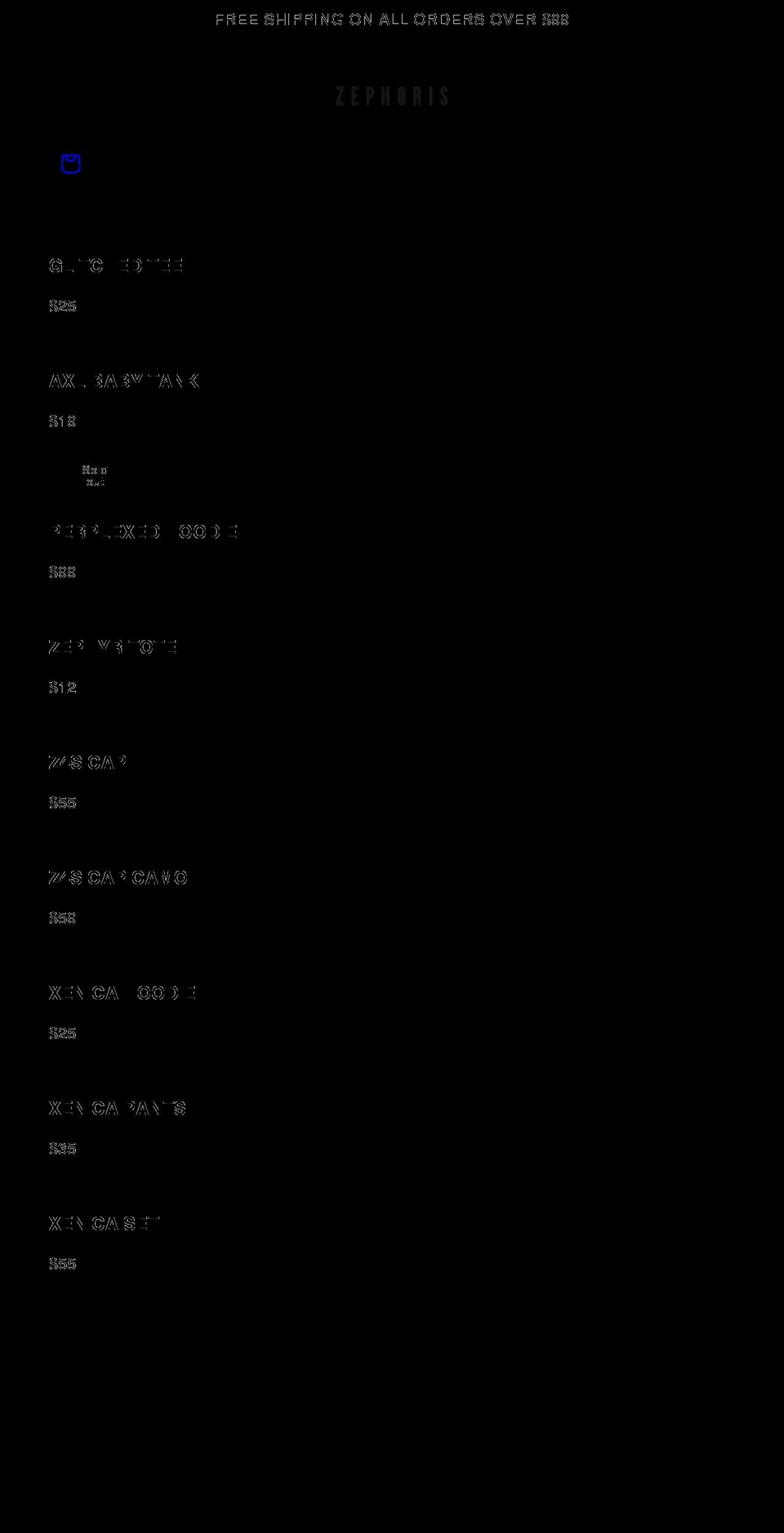 zephoris.com shopify website screenshot