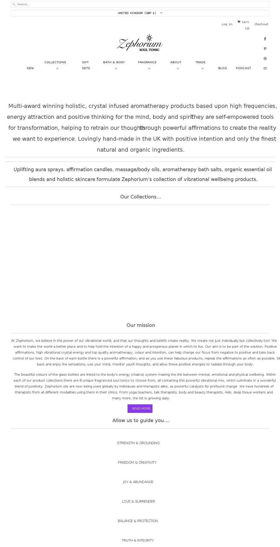 zephorium.com shopify website screenshot
