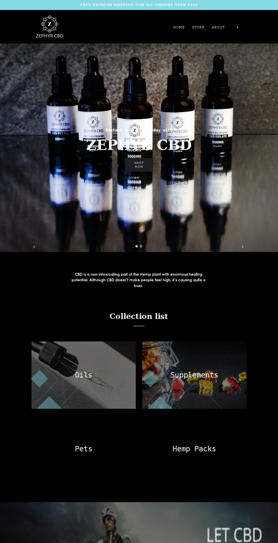 zephyrsupplements.com shopify website screenshot