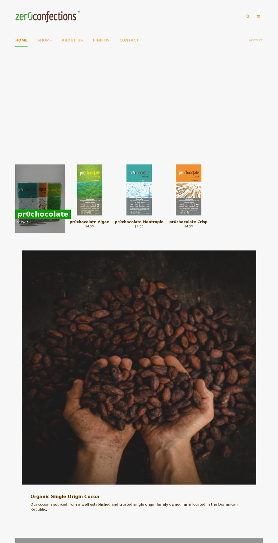 zer0confections.com shopify website screenshot