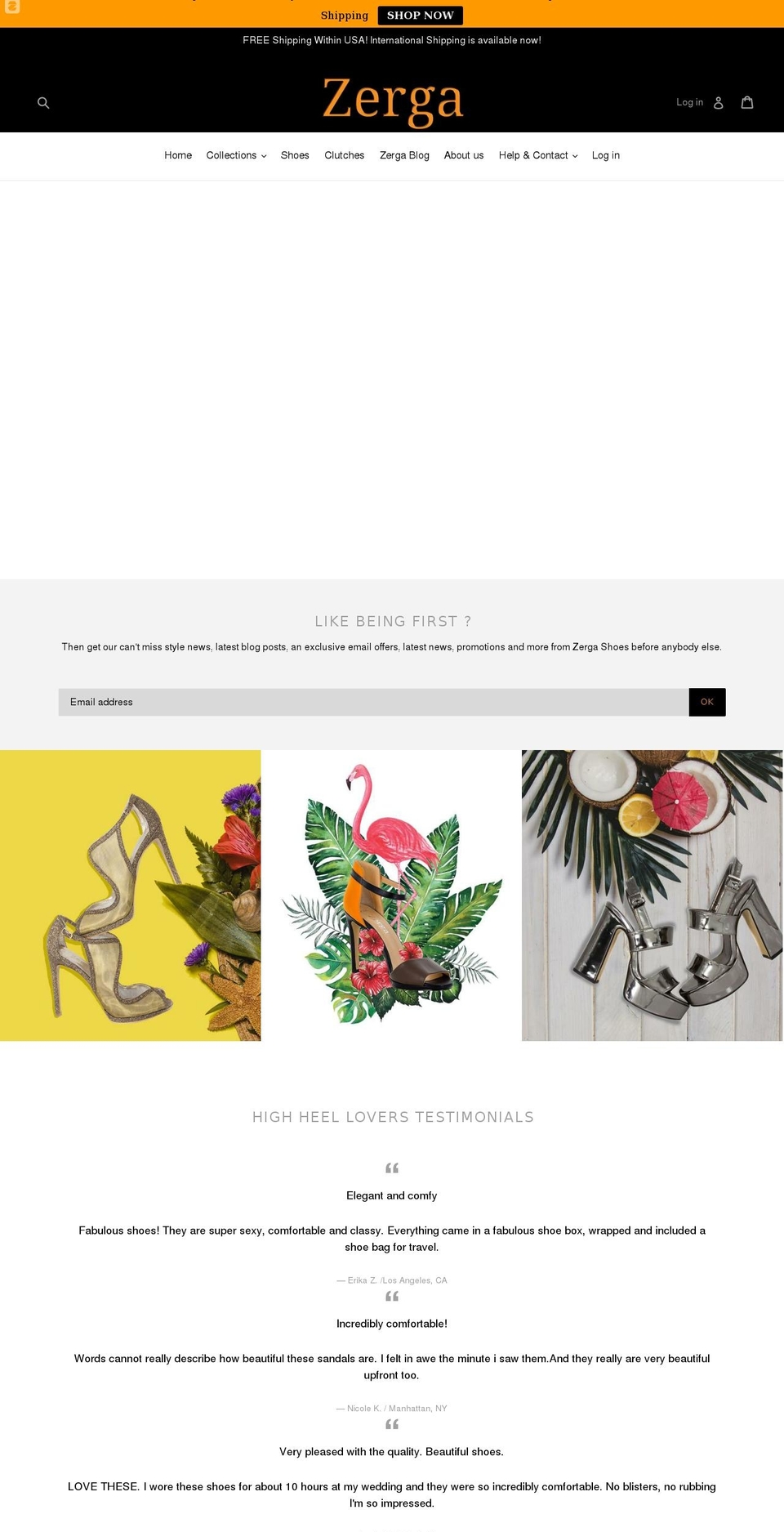 zergashoes.com shopify website screenshot