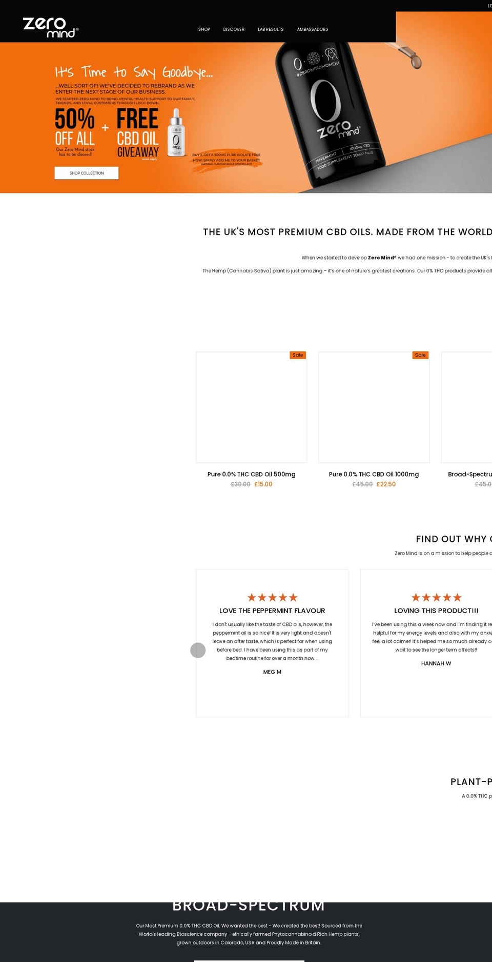 zero-mind.com shopify website screenshot
