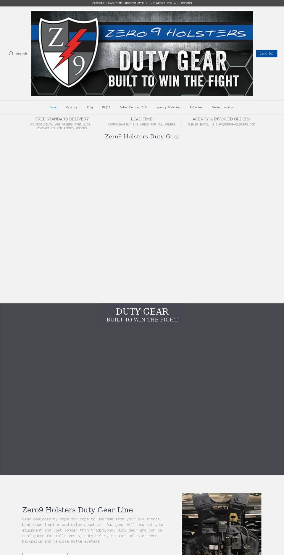 zero9-holsters.myshopify.com — Shopify storefront screenshot