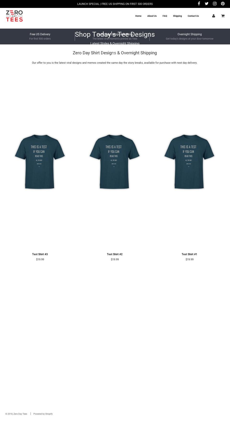 zerodaytees.com — Shopify storefront screenshot