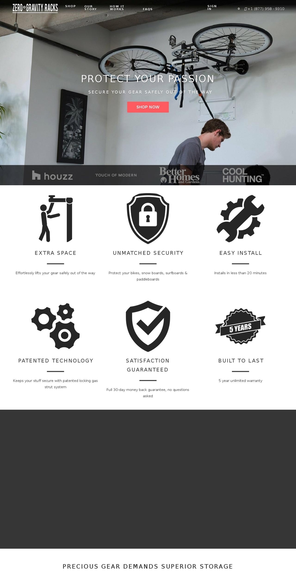 zerogravitybikelift.com — Shopify storefront screenshot