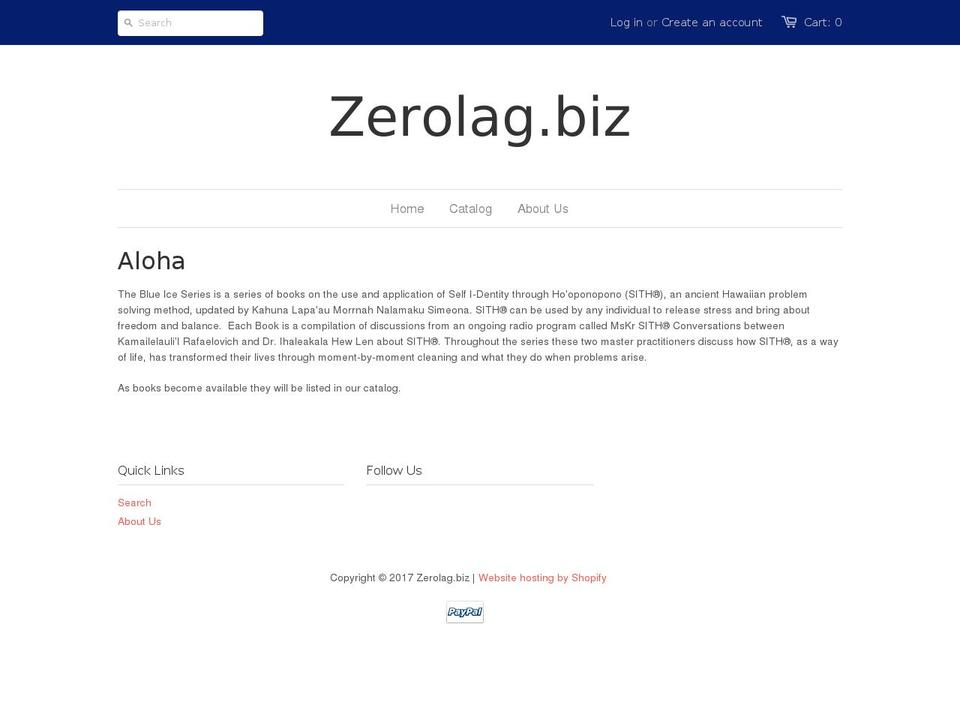 zerolagbookstore.com shopify website screenshot