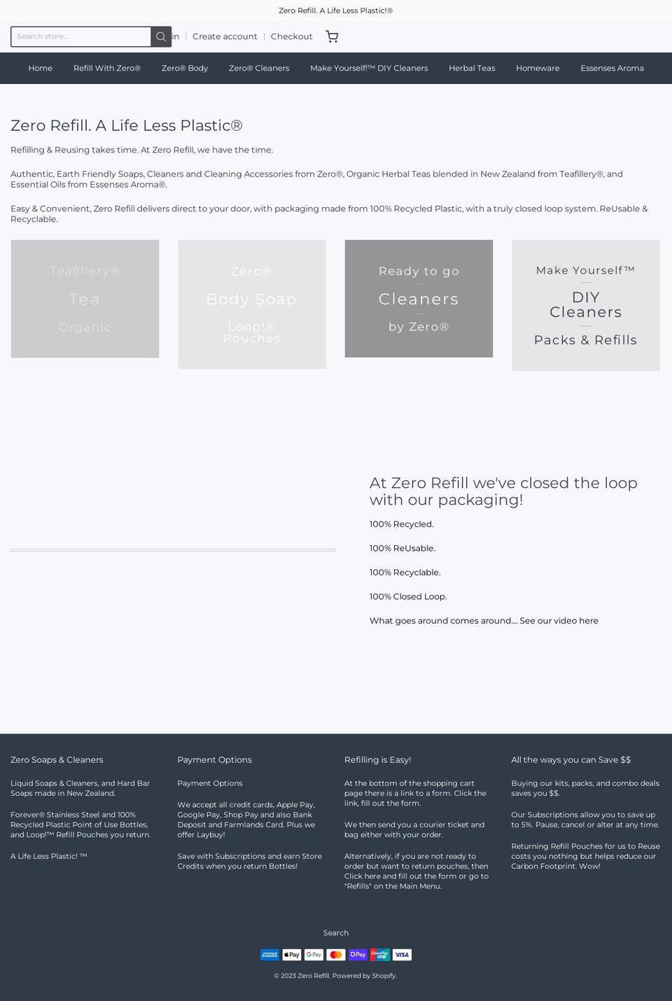 zerorefill.com shopify website screenshot