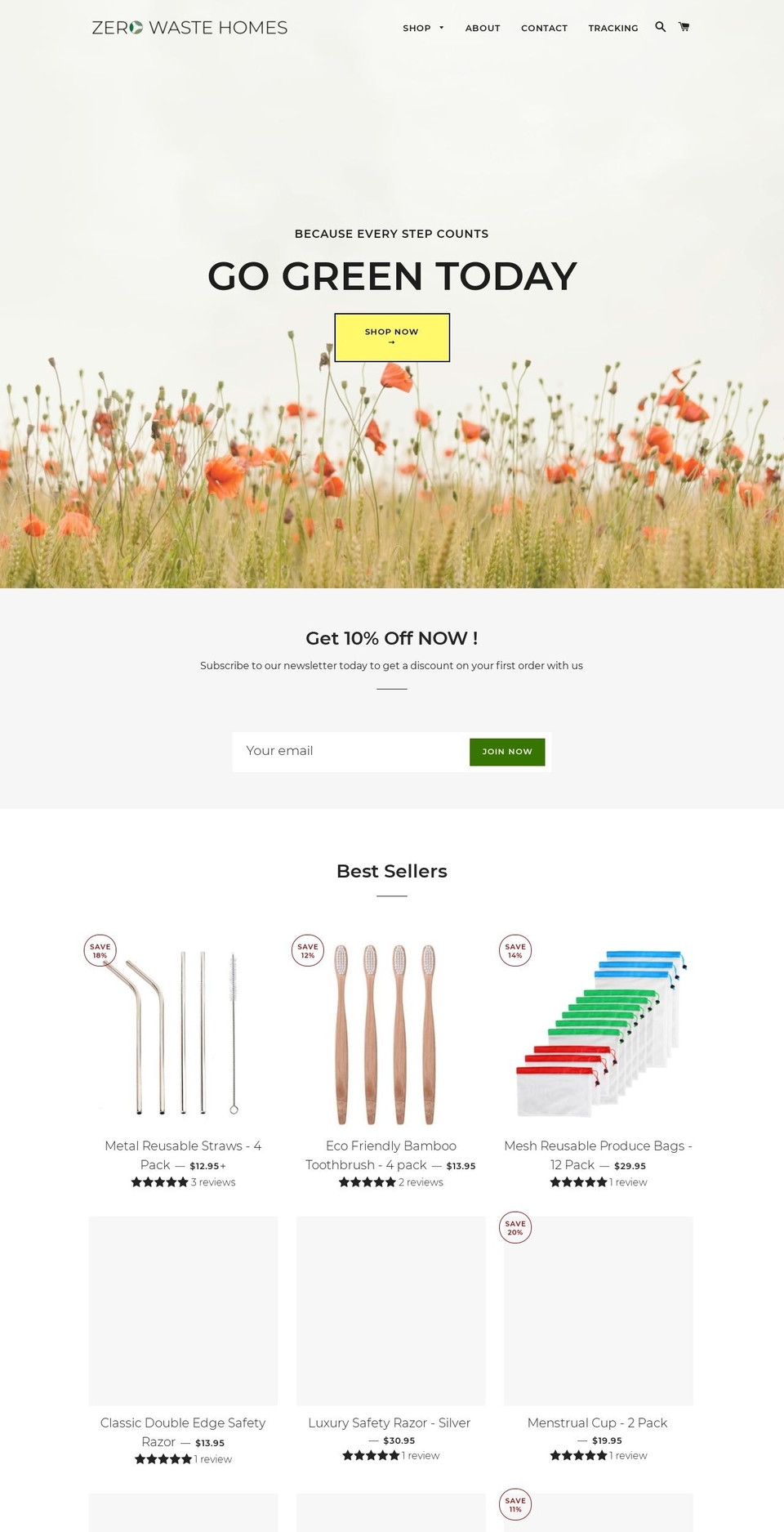 zerowastehomes.com — Shopify storefront screenshot