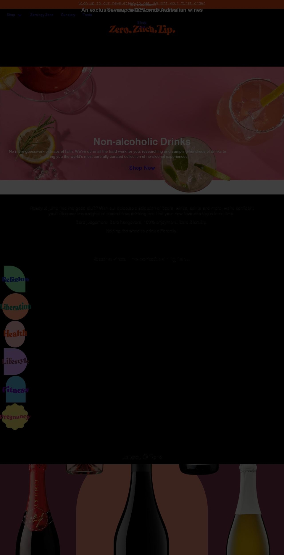 zerozilchzip.co.uk shopify website screenshot