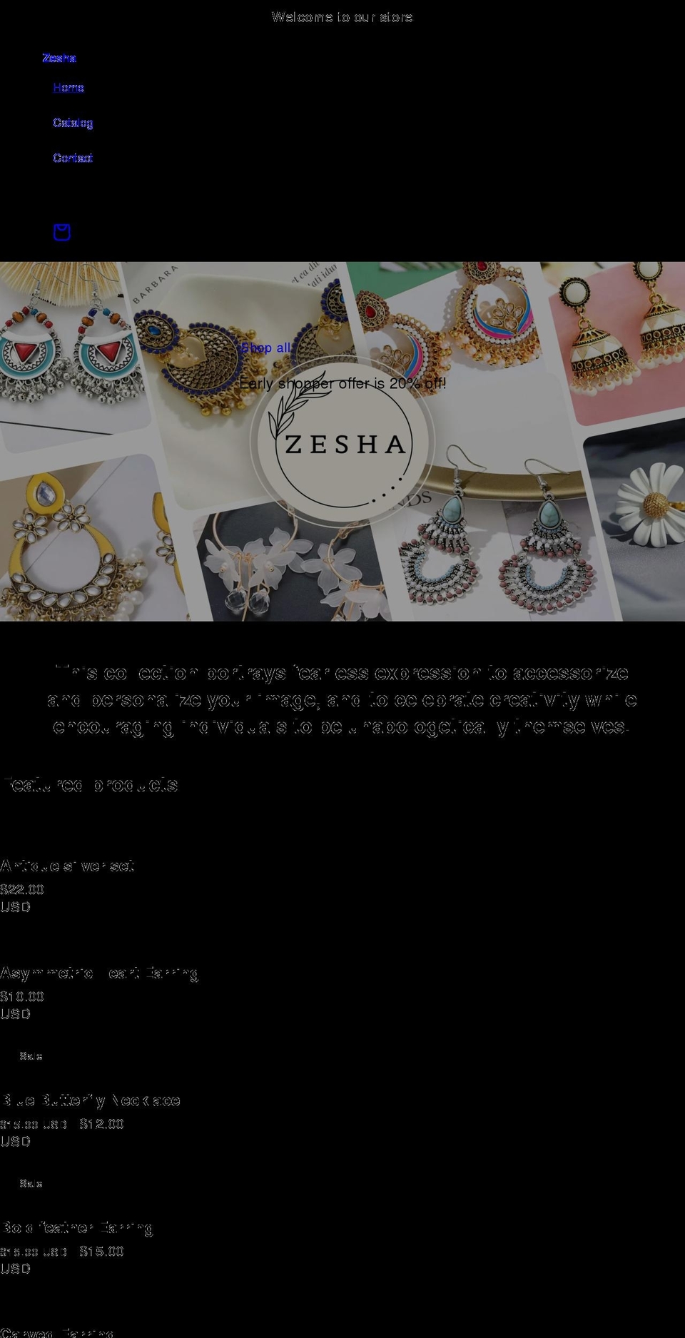 zeshastore.com shopify website screenshot