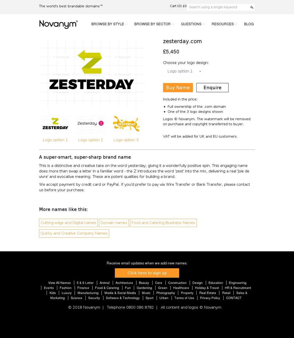 zesterday.com shopify website screenshot