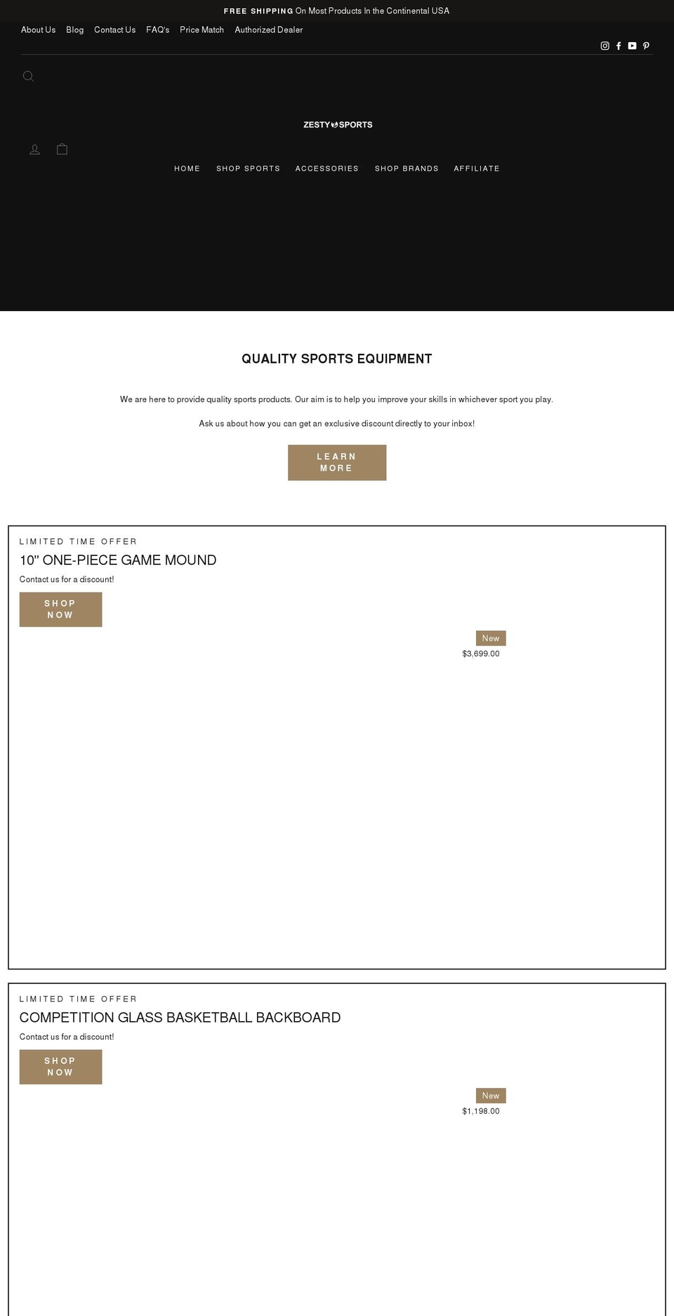 zestysports.com shopify website screenshot