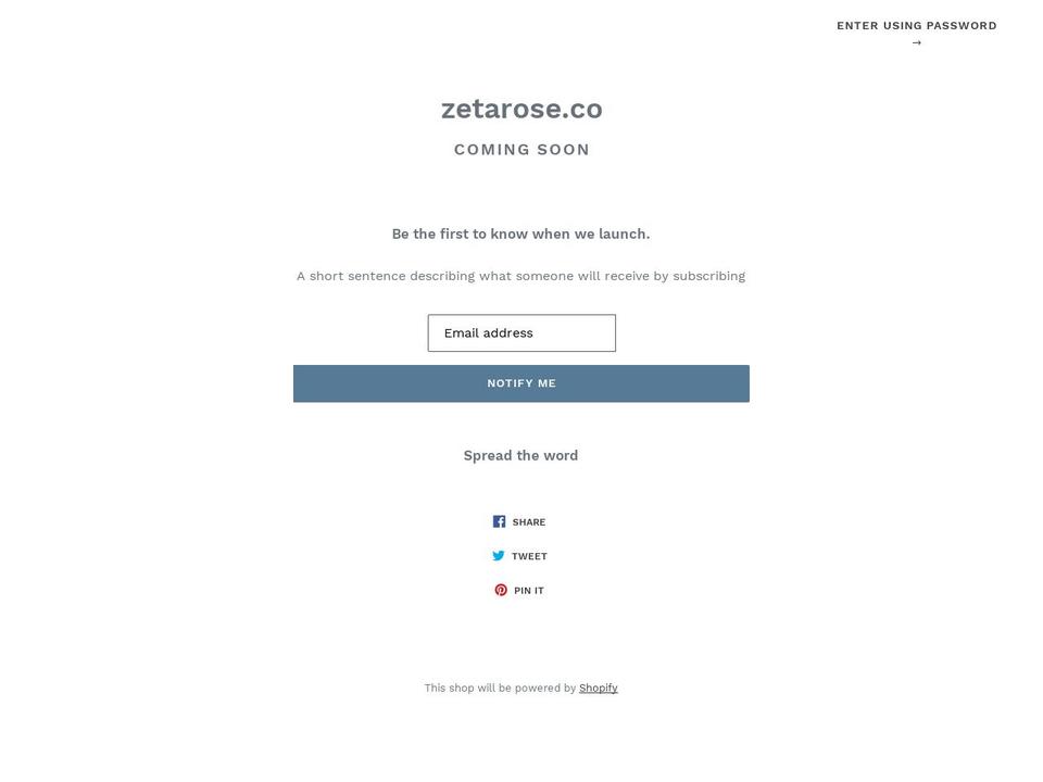 zetarose.net shopify website screenshot
